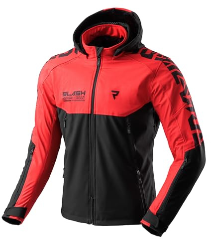 REBELHORN Slash Motorradjacke Herren | Textil | Softshell mit Abnehmbarer Kapuze | Ellbogen und Schulterprotektoren Stufe 2 | 6 Belüftungskanäle | Größen bis 10XL