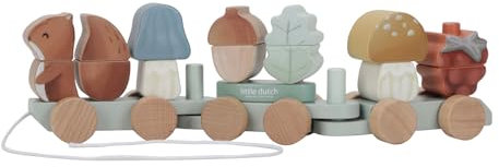 Little Dutch 7235 FSC Holz Eisenbahn Zug mit Steck-Formen - Forest Friends