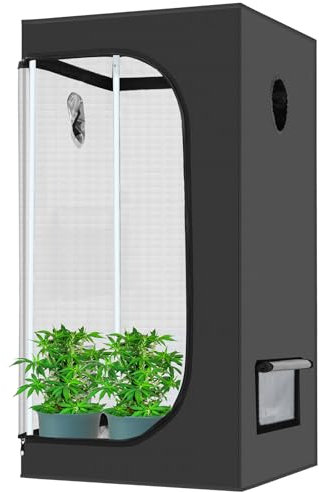 VIEWALL Growzelt 60x60x120cm Schwarz,Grow Zelt für Pflanzen,Anzuchtbox,Zuchtzelt,Gewächshaus Box,Growschrank Klein für Blumen Gemüse Kräuter Tomaten Geeignet für Den Innen und Außenbereich