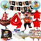 Hierein Piraten Kindergeburtstag 4 Jahre, 12 Stück Piraten Deko Kindergeburtstag Luftballons, XXL Piratenschiff Folienballon Geburtstag Deko für 4 Jahre Geburtstag Junge Kinder, Party Deko