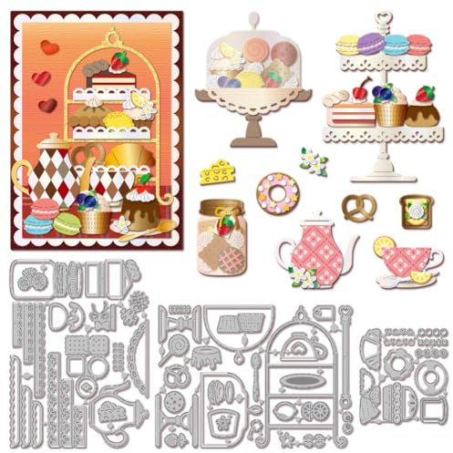 GLOBLELAND Stanzformen Für Desserttabletts Kuchen Und Kaffee Stanzungen Süße Dessert Stanzformen Für Heimwerker Scrapbooking Kartenherstellung Journal Prägung Papierbasteldekor