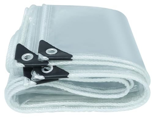 Lona Transparente Impermeable Exterior 5x9m, Lona Transparente PVC con Ojales, Lona Multiusos de Protección Resistente a la Rotura, para Muebles, Piscina, Coche, Jardín
