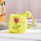 VollfitYYu Graziosa tazza da caffè a tulipano, con manico 3D, 400 ml, in porcellana, per donne, amanti dei fiori, ragazze, Natale, festa della mamma, compleanno (giallo)