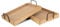 Juego de Bandejas de Madera 2 Piezas con Asas de Acero - Bandeja Grande Rectangular para Servir Comidas
