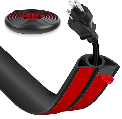Floor Cord Cover, Wire Cover, Self Adhesive Cable Covers, Protect Cables & Prevent Trip Hazards For Office Home Factories Garages Flexible Cords Hider On Floor Wall