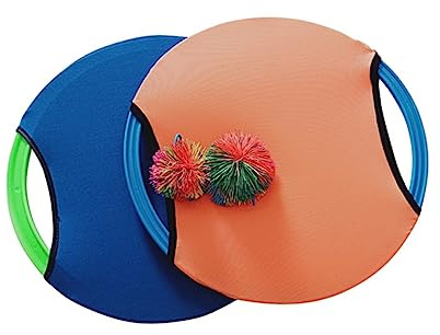 Warmhm Elastische und Fangspiel Ball Set Trampolin Paddle Ball für Familienspielzeug für Drinnen und Draußen Blaue Platte Zufällige Farbe