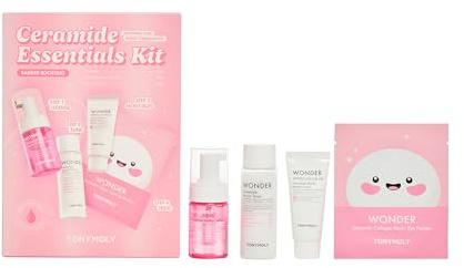 TONYMOLY Wonder Ceramide Mochi Essentials 4-Piece Skincare Set – Hydrating Korean Skincare Travel Kit with Ceramides, Hyaluronic Acid & Cica – Barrier Repair Routine for Dry & Sensitive Skin