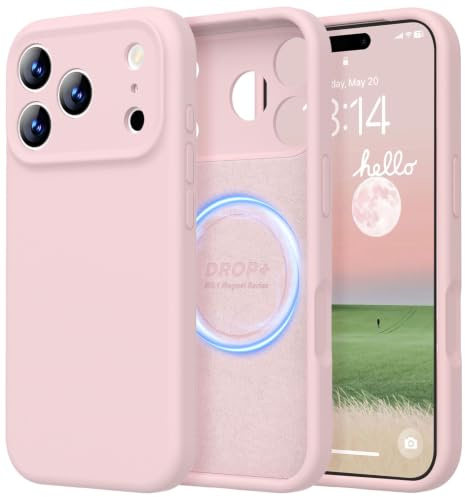 LOVE 3000 Designed for iPhone 17 Pro Max Case, Premium Silicone [Compatible with Magsafe][Soft Anti-Scratch Microfiber Lining] Shockproof Protective Phone Case for Lanyard 6.9, Chalk Pink