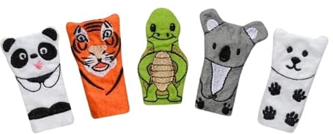 Fingerpuppen Set Vom Aussterben bedrohte Tiere – 5-teilig | Ab 6 Monaten | Bunte Filz-Handpuppen für Babys & Kleinkinder | Umweltbewusstsein & Tierliebe | Pädagogisches Spielzeug