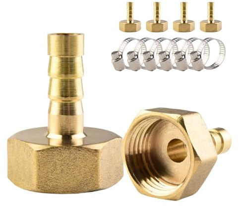 ANGEEK Raccords de tuyaux en laiton, 6 pièces 8 mm × connecteurs de tuyaux filetés mâles 1/2 pouce, avec 6 colliers de serrage, adaptés au raccordement de gaz, d'eau et de carburant