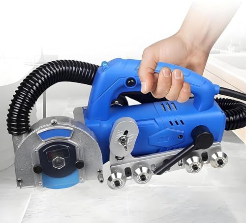GJBMXSM Fugenfräse 1200W Profi, Elektrischer Fugenschneider Fugenreiniger 5-Messer und Tiefenverstellung zum Entfernen Alter Fugen 1.2Cleaningblades