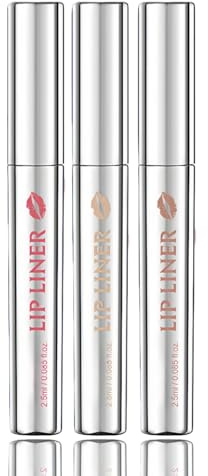 3Pcs Lip Stain Peel Off Kit with Upgraded Brush,Long Lasting Waterproof Transferproof Lip Liner & Tint,Brown Lip Liner Pencil Set,Matte Lip Marker for Women,Easy to Peel,Easy to Use,Convenient