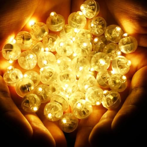 120 Stück Mini LED Luftballons Lichter, runde Ballons Lampe, leuchtende LED Luftballons für Papierlaterne, Hochzeit, Geburtstag, Halloween, Party, Weihnachten (Gelb)