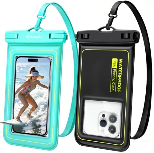 Rynapac Floating Waterproof Phone Pouch Up to 7, 2 Pack IP68 Dry Bag Case