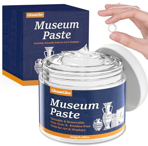 Exhibits Fixing Gel for Museum 200g - Removable & Reusable Museum Putty | Quake Hold Museum Wax Adhesive to Secure Glass, Antiques, Collectibles & Decor, No Residue Exhibit Gel