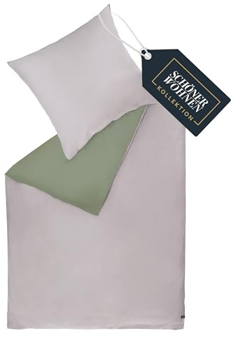 SCHÖNER WOHNEN Play Bettwäsche 135x200 Baumwolle Lila - Frühlingsbettwäsche Uni Design - ÖKO-TEX Bettwäsche-Sets 2teilig aus 1x Bettwäschebezug 135x200cm & 1x Kopfkissenbezug 80x80cm