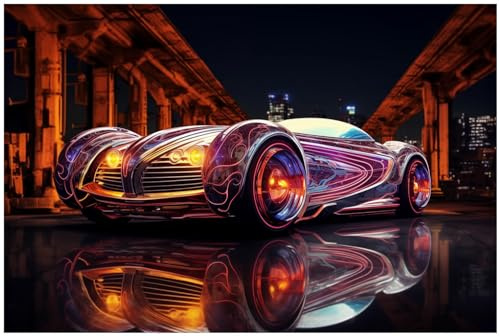 Wallario Küchenrückwand selbstklebend 90 x 60 cm, Motiv: Lichtspiel-Roadster | Spritzschutz abwischbar & pflegeleicht