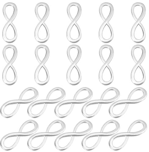 PH PandaHall 20pcs Legierung Unendlichkeit Symbol Infinity Armband Verbinder Verschluss Ankerhaken Anhänger Verbindung Verbindungsglied für DIY Basteln Charms Anhänger Halskette Armband Valentinstag