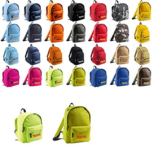 Schnoschi Kleiner Kinderrucksack grün mit Namen bestickt