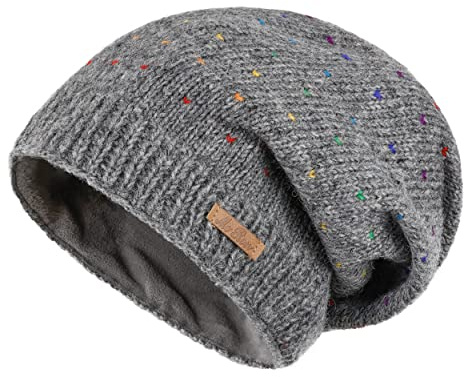 alpengoa McRon Damen Gefütterte Beanie Wollmütze Modell Lizzy Regenbogen