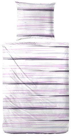 Primera Bettwäsche Seersucker rosa-Mauve-weiß Größe 155x220 cm (80x80 cm)