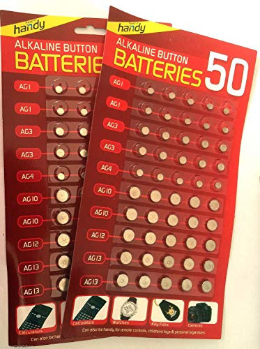 100 Assorted Mixed Alkaline Button Cell Batteries 377 AG1 AG3 AG4 AG10 AG12 AG13
