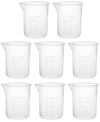 sourcing map 8pcs taza de medición Labs PP graduado vasos de precipitados 50ml