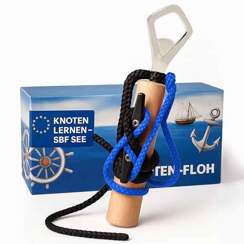 Knoten-Floh Knoten Übungsset Knoten Lernen für SBF See Bootsführerschein & Feuerwehr, Knotenübungsgerät inkl. Knotentafel und Anleitung