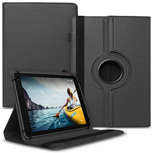 Nauci Tablet Hülle kompatibel für Medion Lifetab E10512 E10421 E10440 Tasche Schutzhülle Case Universal Cover Standfunktion 360° Drehbar, Farbe:Schwarz
