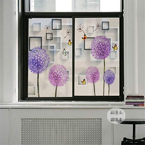 J4U Fensterfolie, Motiv Pusteblumen, mattiert, Sichtschutz, statisch, dekorativ, für Wohnzimmer, Schlafzimmer, Küche, Lobby, Veranda, Büro 31.5x63 Dandelion 2
