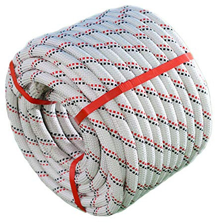 YUZENET Braided Polyester Arborist Rigging Rope (3/8 inch X 100 feet) High Strength Outdoor Rope for Tree Climbing Hiking Camping Swing, White