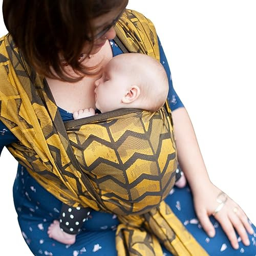 Hoppediz gewebtes Baby-Tragetuch ab Geburt, Neugeboren bis Kleinkind, 100% kbA-Baumwolle (Bio), Amsterdam yellow 5,40 m