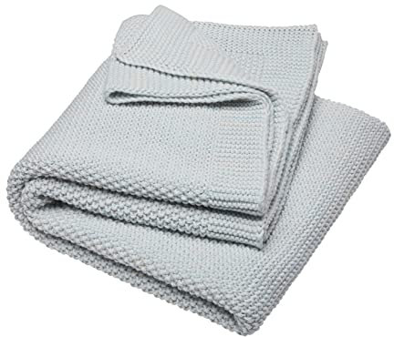 Bio Babydecke Bio-Baumwolle Strick Qualität 100% Bio-Baumwolle (kbA) GOTS zertifiziert, Himmelsblau, 80 x 95 cm