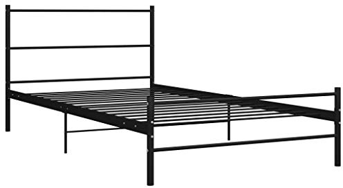 vidaXL Bettgestell Zeitloses Design Metallbett Bett Schlafzimmerbett Einzelbett Schlafzimmermöbel Ehebett Bettrahmen Schwarz Metall 100x200cm