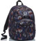 Invicta Rucksack Format, gepolsterter Schulranzen, geräumige Schultasche, mit Doppelfach und Organisationsfach, violett Blättermuster