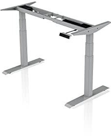 - AGIL - Graues Premium Gestell mit Doppelmotor für einen ergonomischen Schreibtisch - Memoryspeicher - Elektrisch Höhenverstellbarer Schreibtisch für Kinder und Erwachsene - stufenlos verstellbar
