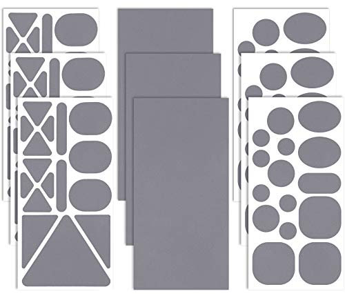 Syhood 9 Blatt Nylon Reparatur Flicken Selbstklebender Patch - Verschiedene Größen und Formen für Kleidung, Daunenjacke, Zeltkleidung, Tasche (Dunkelgrau)