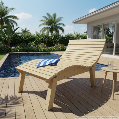TUGA - Holztech Gartenliege Relaxliege Liege - Franzi (Fichte) Breite 120cm Einstiegshöhe 60cm