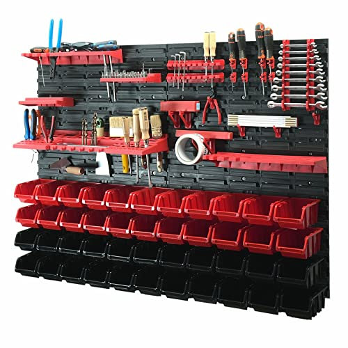 Valle Verde 73-tlg. Werkzeugwand Set, Werkstattwand, Werkstattregal, Lochwand, Werkzeughalerung - Lagersystem, Werkstatteinrichtung, Garage - Kunststoff - 1152 x 780 mm