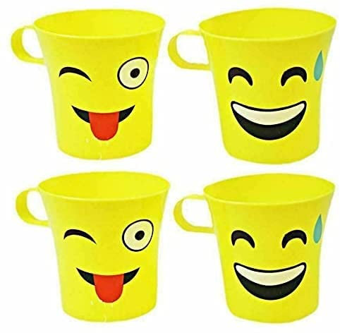 GREY LOOK 12 Stück Emoji-Gesicht Emoji-Kunststoffbecher für Kinder Garten Event Party BBQ Ausflug Zuhause täglichen Gebrauch