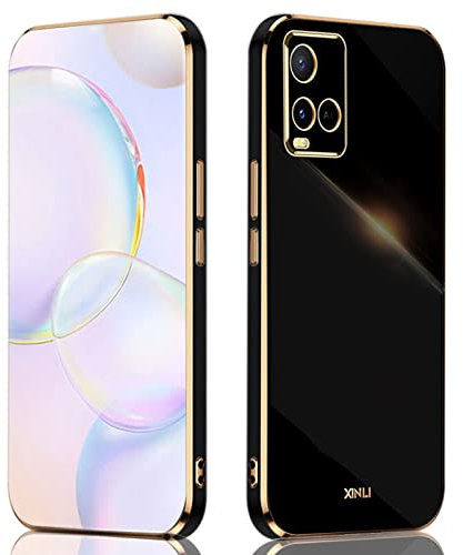 ILING Handyhülle für vivo Y21/vivo Y21s/vivo Y33s Hülle, Bunt Silikon, Schüzen Sie die Kamera, Ultradünne Stoßfeste Case für Damen (Schwarz)