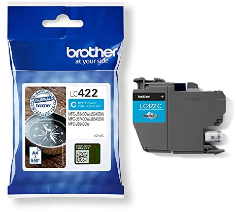 Brother Original Tintenpatrone LC-422C Cyan für ca. 550 Seiten, für MFC-J5340DW, MFC-J5345DW, MFC-J5740DW, MFC-J6540DW, MFC-J6940DW