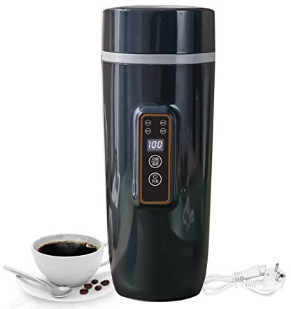 Auto Reise Wasserkocher 12V/24V,CEIEVER Auto Heizung Tasse 350ml Temperaturregelung von 100°C Tragbare Kaffeetasse zum Erwärmen von Kaffee/Tee/Milch auf Reisen (Startseite - Schwarz Blau)