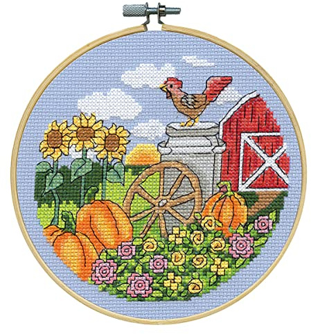 Design Works Crafts Kreuzstich Stickpackung mit Stickrahmen Herbst, Zählmuster