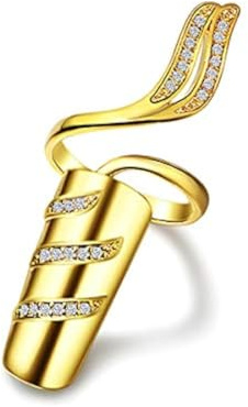Uloveido Women's Index Finger Nail Ring Fingernail Rings Crystal Rhinestone Nail Cap Cover Ring Nail Art Charm for Women Girls SZ287