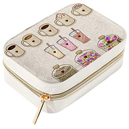 Mini boîte à bijoux de voyage personnalisée pour femme, tasse de lait, thé