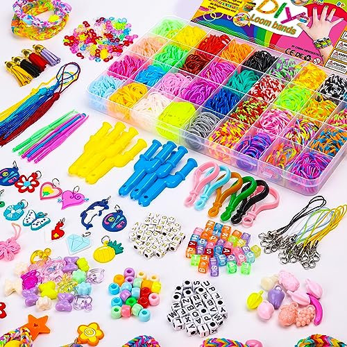 Loom Bänder Set für Armbänder 3300+ 36 Farben Loom Rubber Bands Kit Mit Accessoires DIY Bunt Gummibänder Starterset Geburtstag Weihnachten Spielzeug Basteln Geschenk für Kinder Mädchen Jungs