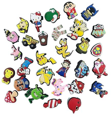 NAVZA 30 PCS Random Decoration Shoe Charms for Crocs- Croc Charms Waterproof Accessories for Crocs jibbitz Kids Girls & Boys Party Favors Birthday Gift (Multi)