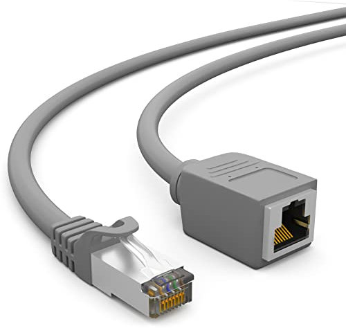 HB-DIGITAL 3m LAN Kabel Rohkabel CAT 7 Verlängerung für Ethernet Netzwerkkabel RJ45 Stecker auf RJ45 Buchse 10 Gbit/s S/FTP Kupfer PIMF - Grau