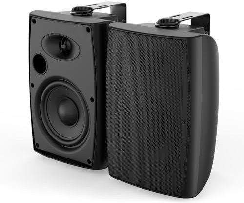 Herdio 6,5 Zoll Outdoor Lautsprecher wasserdicht Passive 2-Wege 400W Wandlautsprecher mit kraftvollem Bass für Patio Home Indoor Poolside Deck Backyard (Paar, Schwarz)